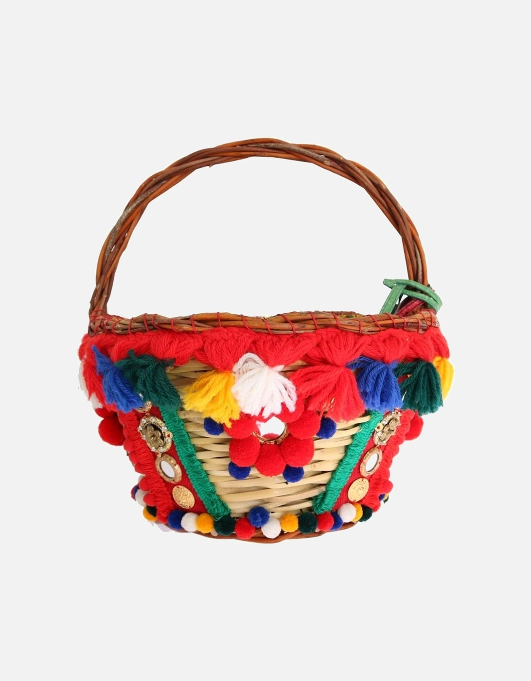 Dolce & Gabbana Women's Multi Straw Crystal Pom Pom Bag - Color Tote Bags Size 8