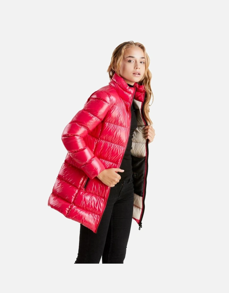 Long Puffer Jacket Shiny Style Women - Fuchsia Jackets
