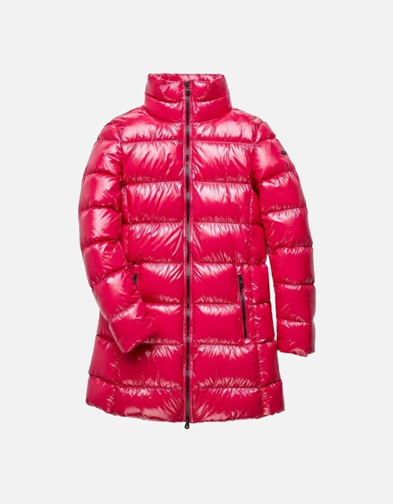 Long Puffer Jacket Shiny Style Women - Fuchsia Jackets