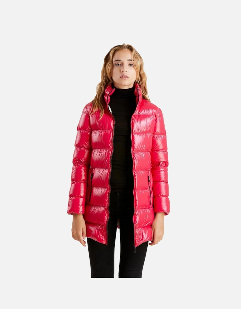 Long Puffer Jacket Shiny Style Women - Fuchsia Jackets