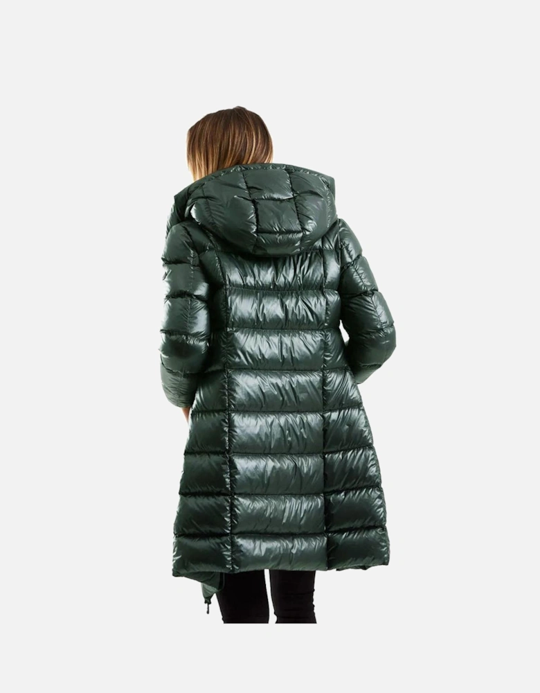Long Puffer Jacket Shiny Style Women - Green Jackets
