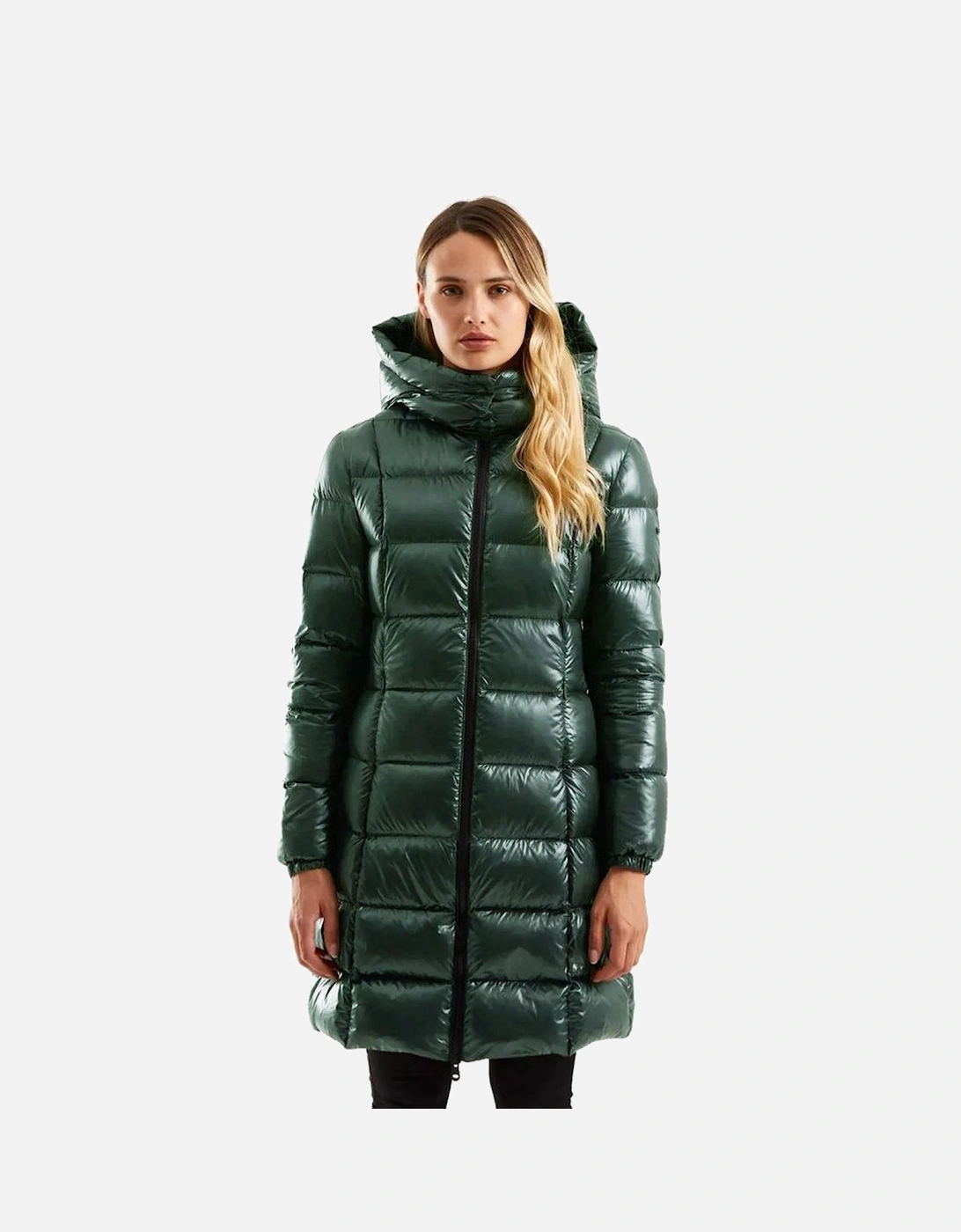 Long Puffer Jacket Shiny Style Women - Green Jackets, 4 of 3