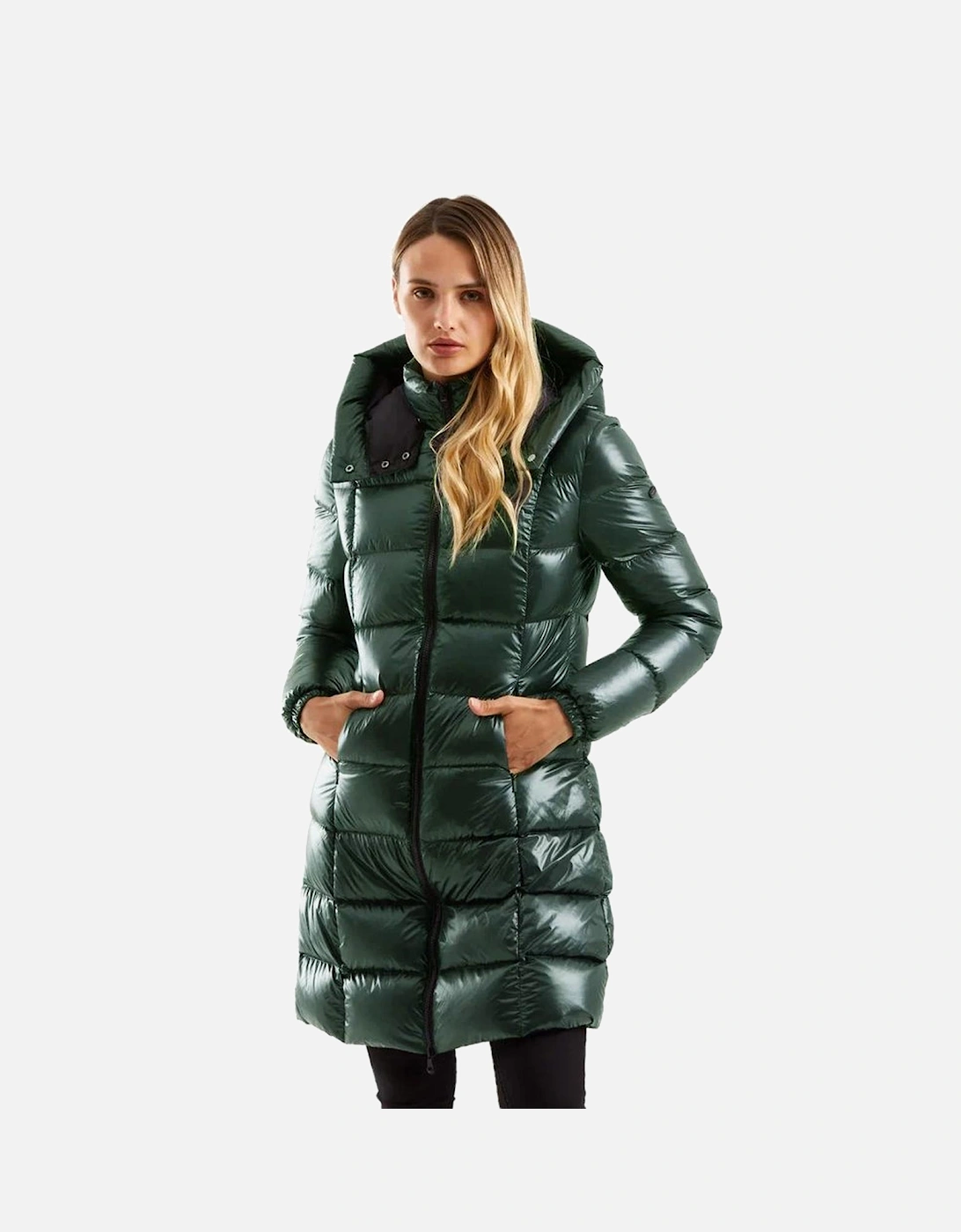 Long Puffer Jacket Shiny Style Women - Green Jackets