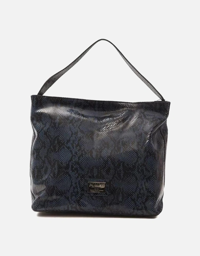 Elegant Blue Python Print Leather Shoulder Bag Women