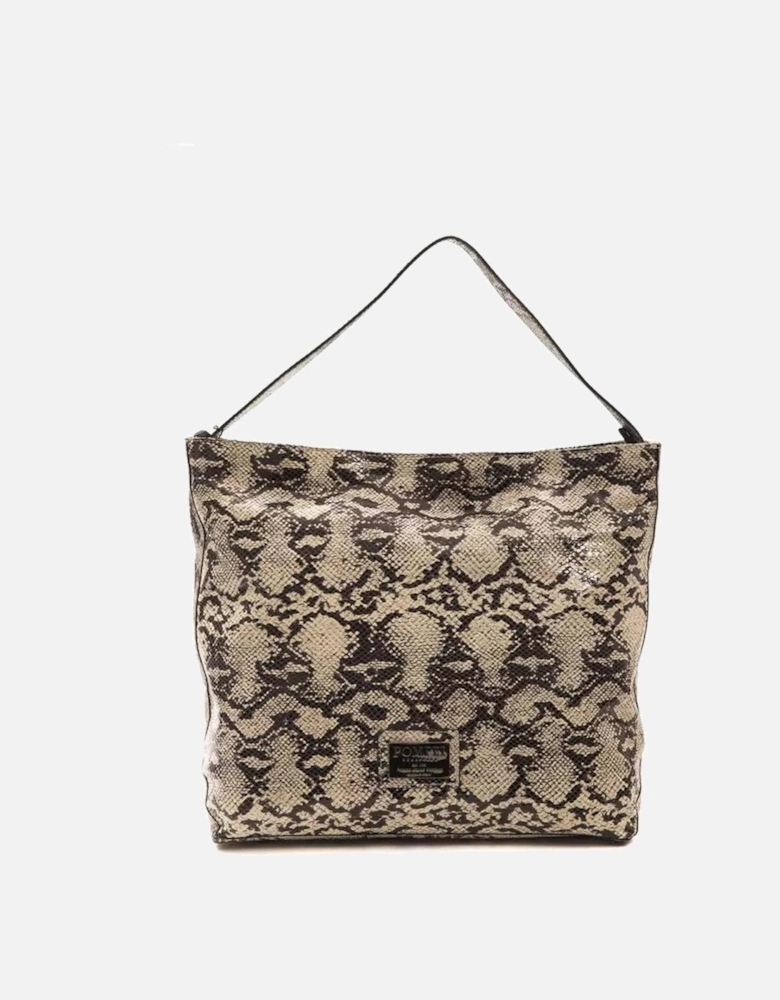 Chic Python Print Leather Shoulder Bag Women - Gray