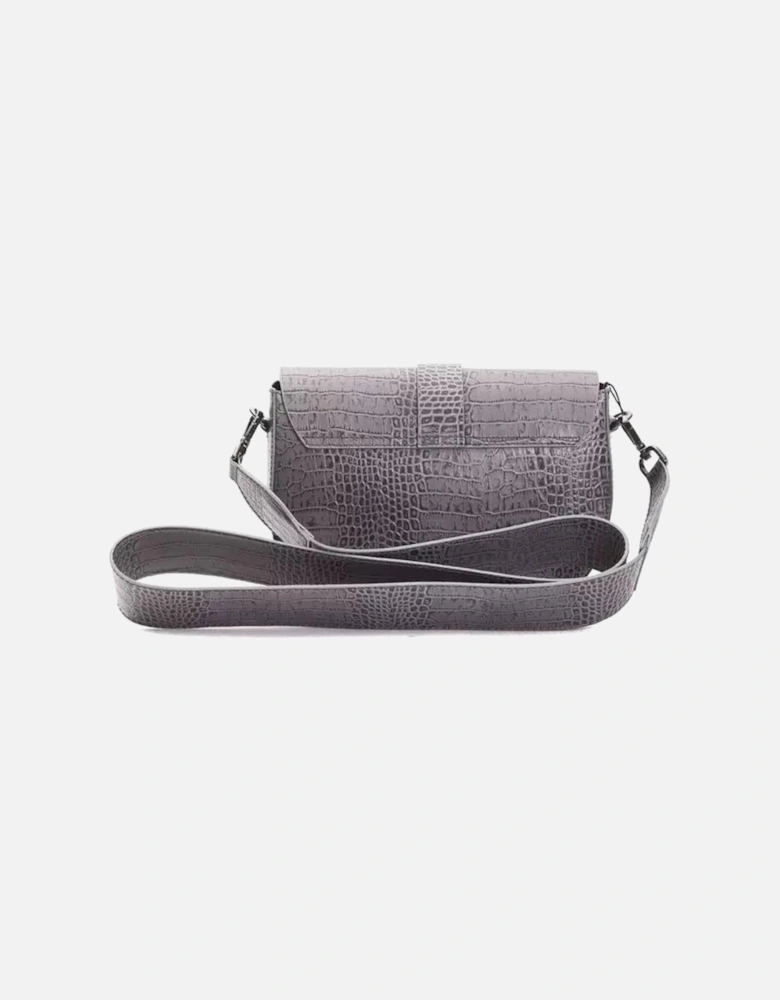 Elegant Crocodile-Print Leather Crossbody Bag Women - Gray