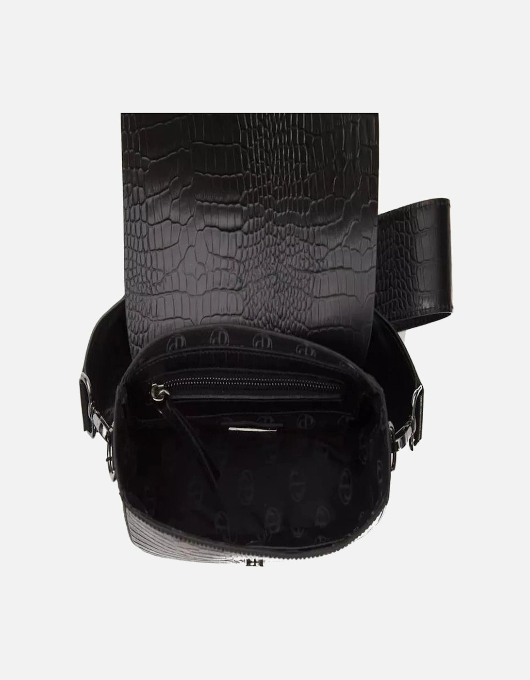 Elegant Croc-Effect Leather Crossbody Bag Women - Black