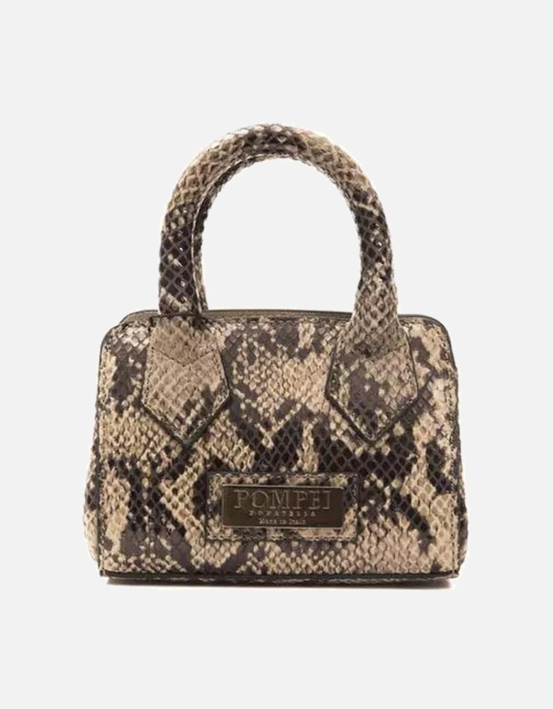 Chic Python Print Leather Mini Tote Women - Brown Handbags