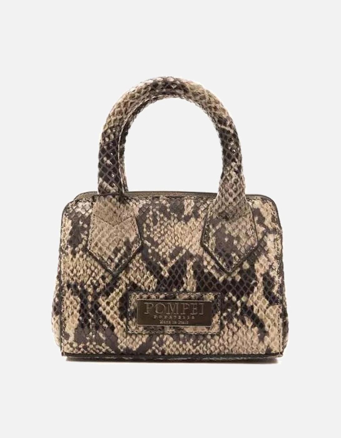 Chic Python Print Leather Mini Tote Women - Brown Handbags, 6 of 5