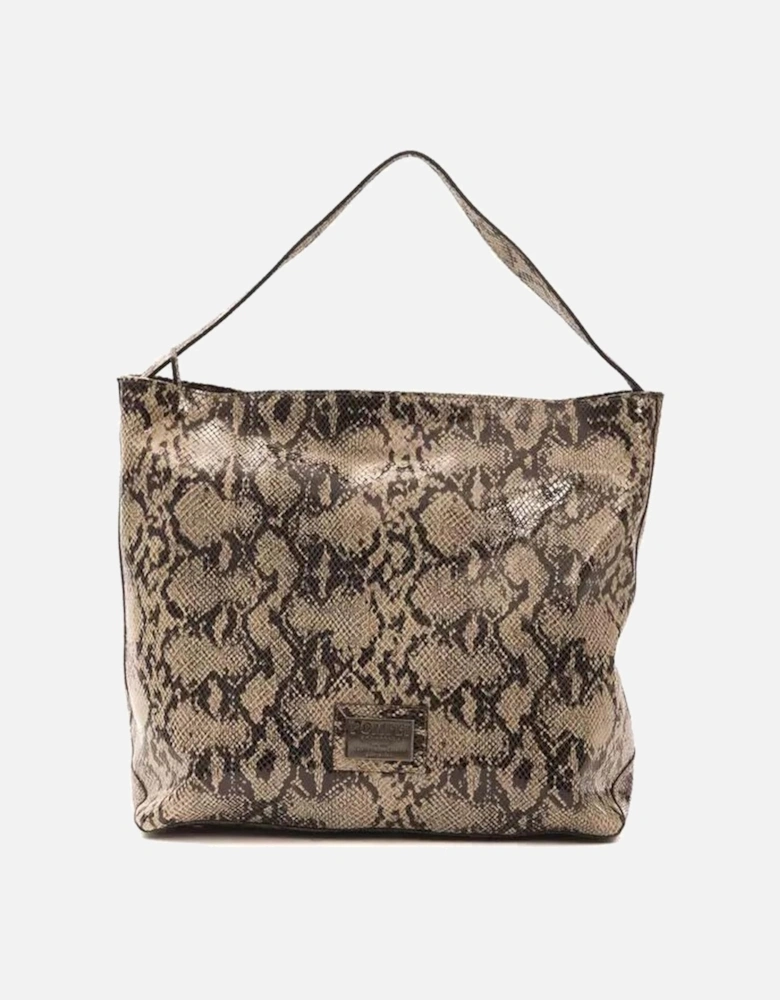 Python Print Leather Shoulder Bag Women - Brown