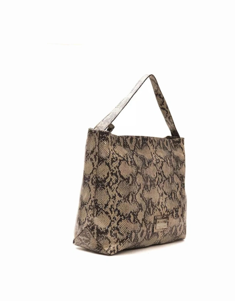 Python Print Leather Shoulder Bag Women - Brown