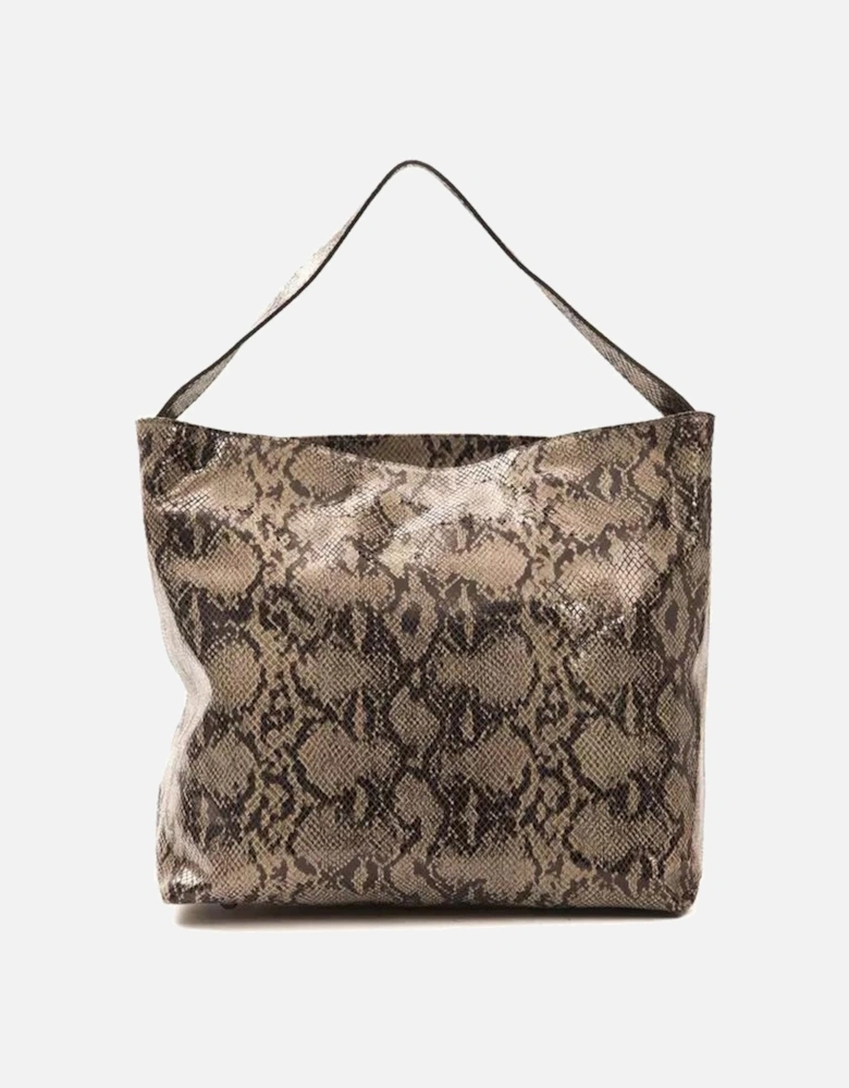 Python Print Leather Shoulder Bag Women - Brown