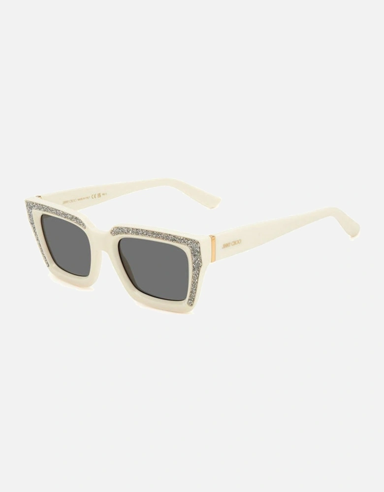 Resin Square Sunglasses with Grey Lenses Women - White