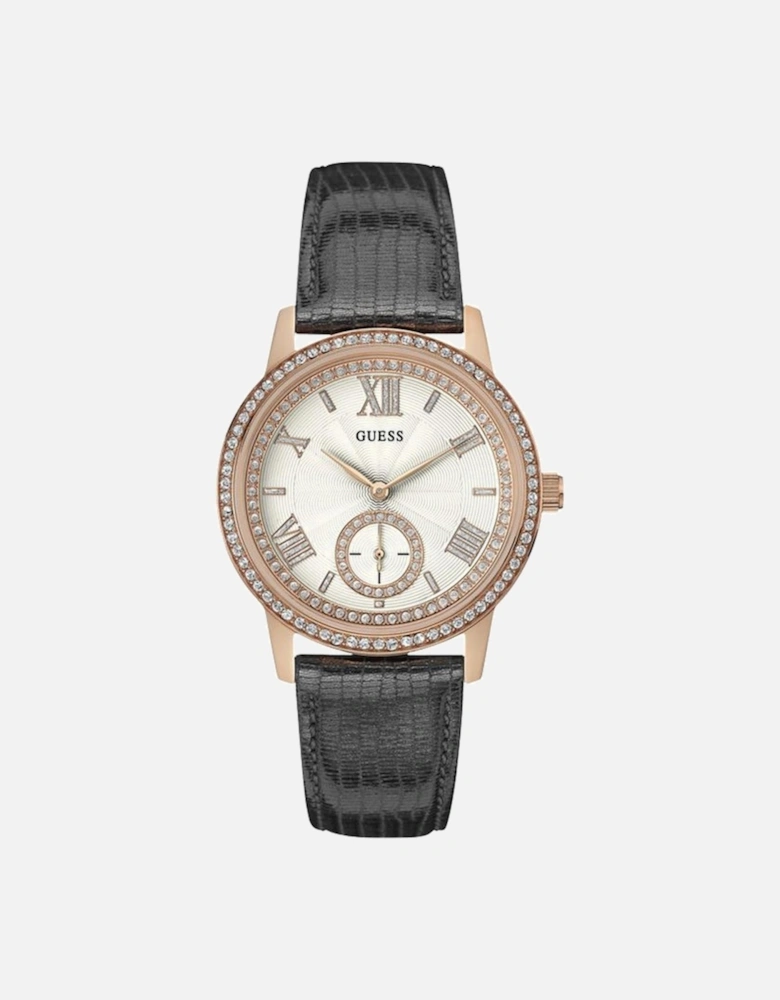 Quartz Stainless Steel Leather Strap Watch Women - Gray Watches