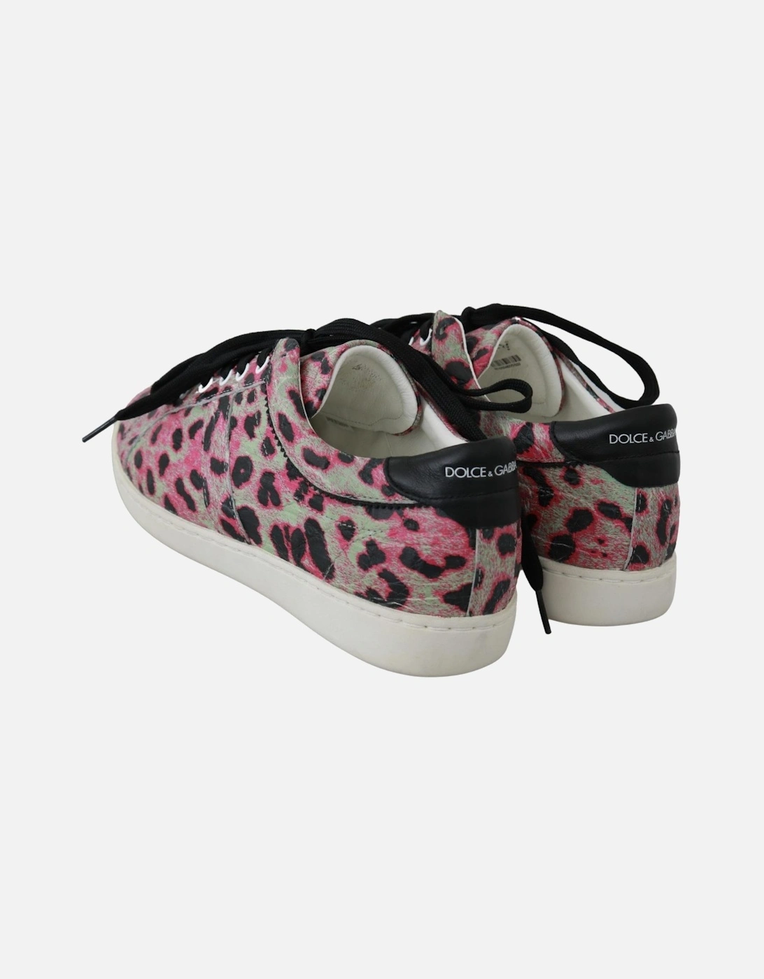 Pink Leopard Print Training Leather Flat Sneakers Women - Multicolor