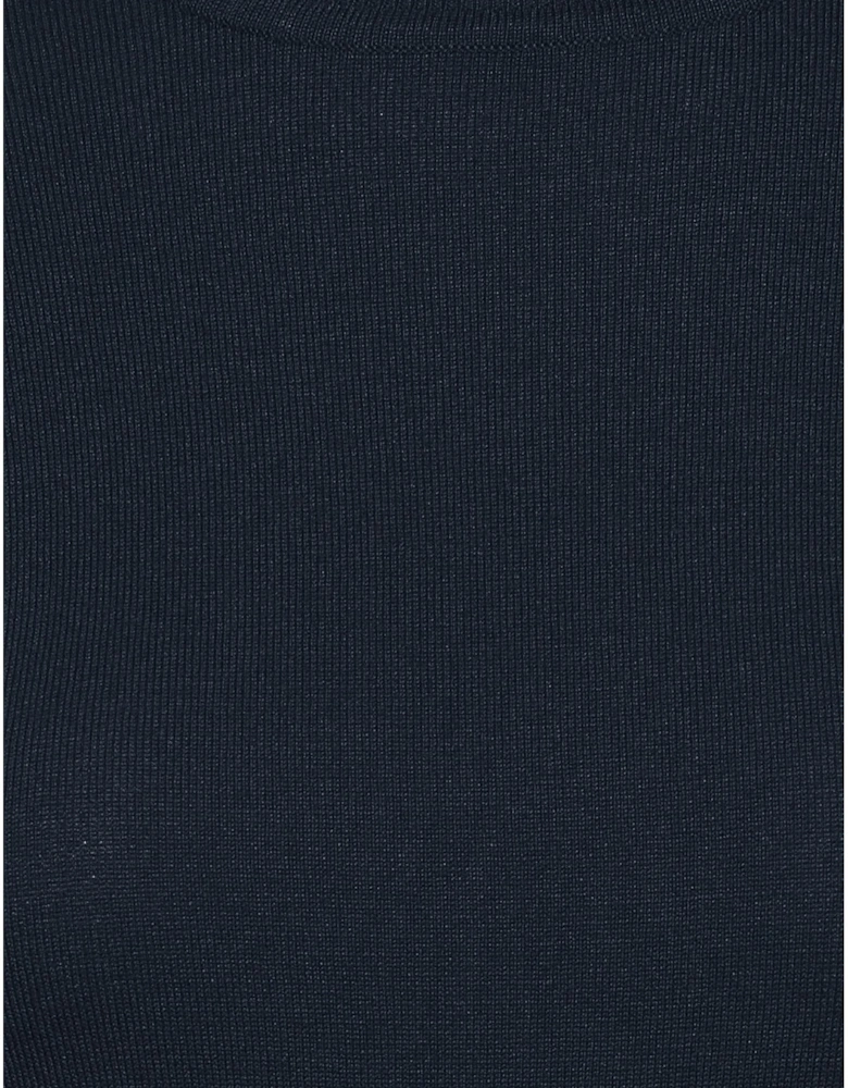 Roll Neck Jumper Slim Fit Knitted Top Women - Blue Knitwear