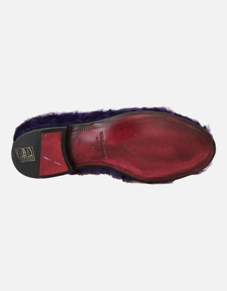 Plush Purple Sheep Fur Loafers Women Flats