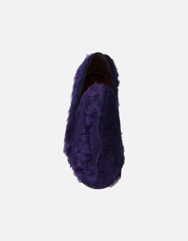 Plush Purple Sheep Fur Loafers Women Flats