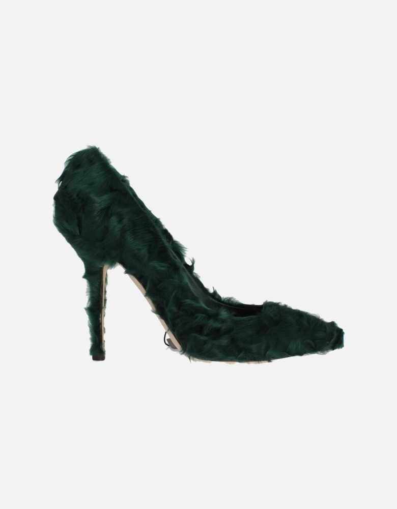 Green Xiangao Lamb Fur Leather Pumps Women