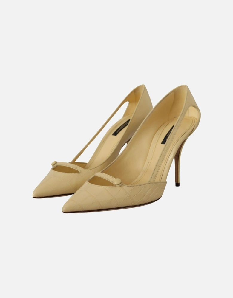 Yellow Exotic Leather Stiletto Heel Pumps Shoes Women