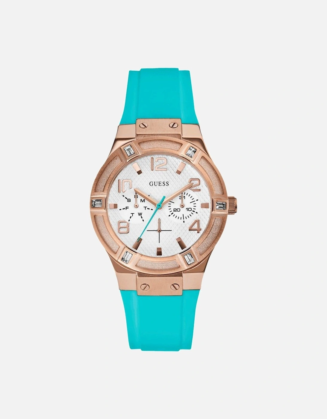 Quartz Multifunction Steel Case Silicone Bracelet Watch Women - Blue, 2 of 1