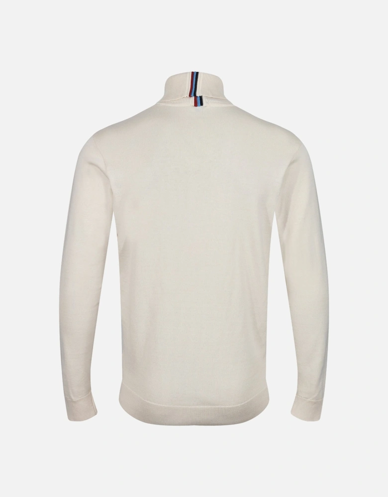 Leonardo Roll Neck Knit Mens Jumper - Cream