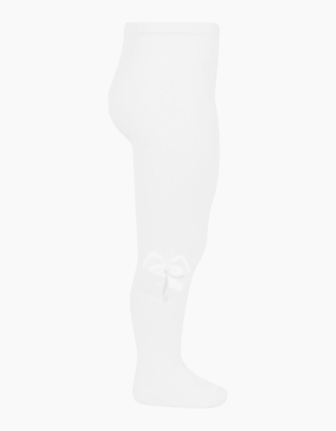 Condor Girl's White Grosgrain Bow Tights - Size: 2 / 12-24 months