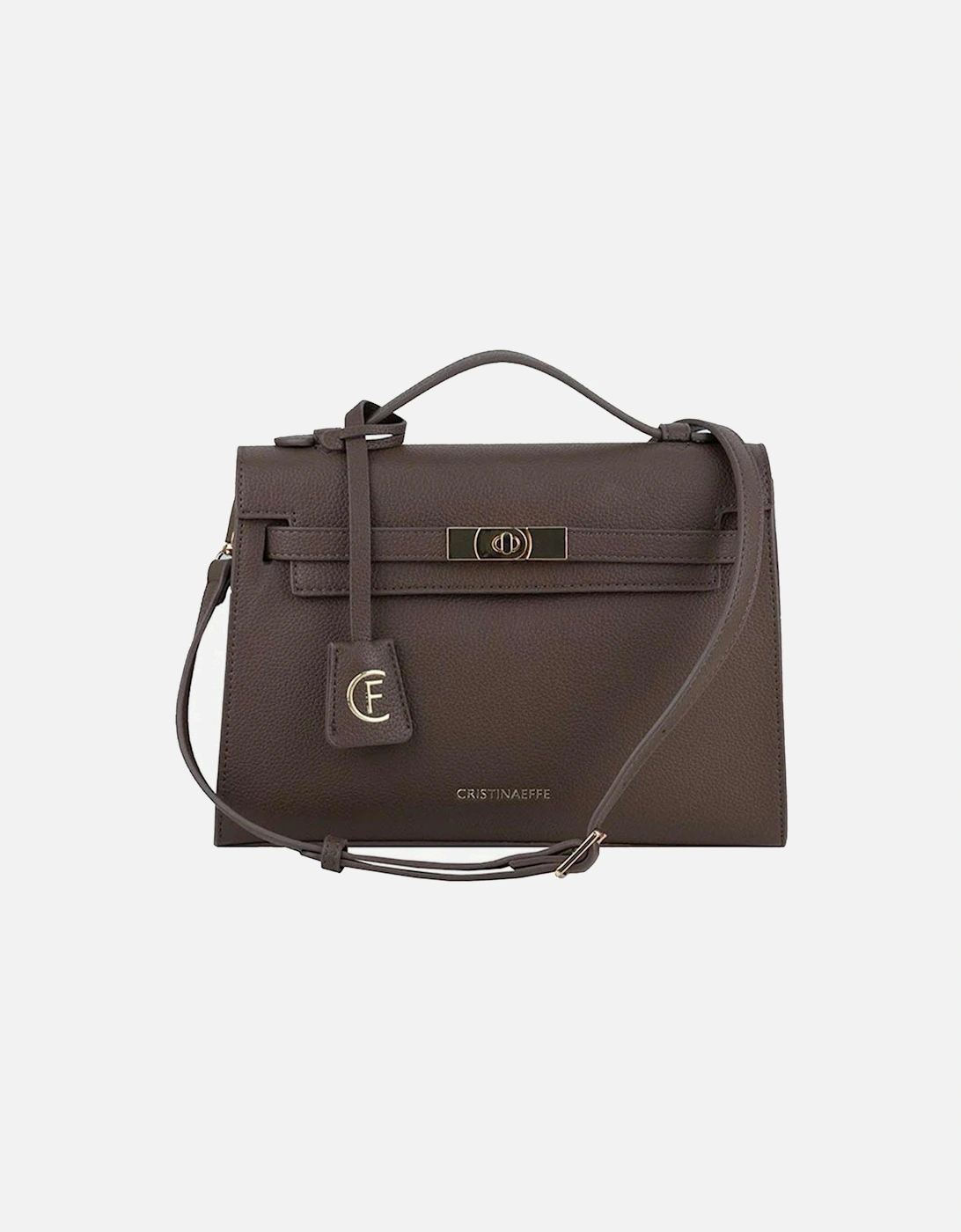 Faux Leather Shoulder Bag with Metal Logo Women - Gray Crossbody Bags, 2 of 1