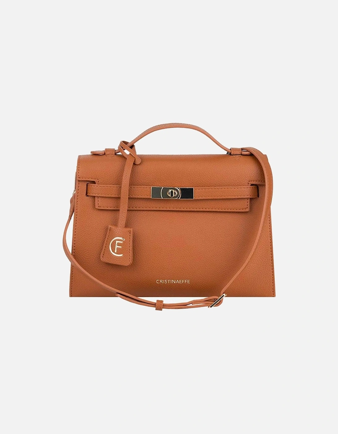 Faux Leather Shoulder Bag with Metal Logo Women - Brown Crossbody Bags, 2 of 1