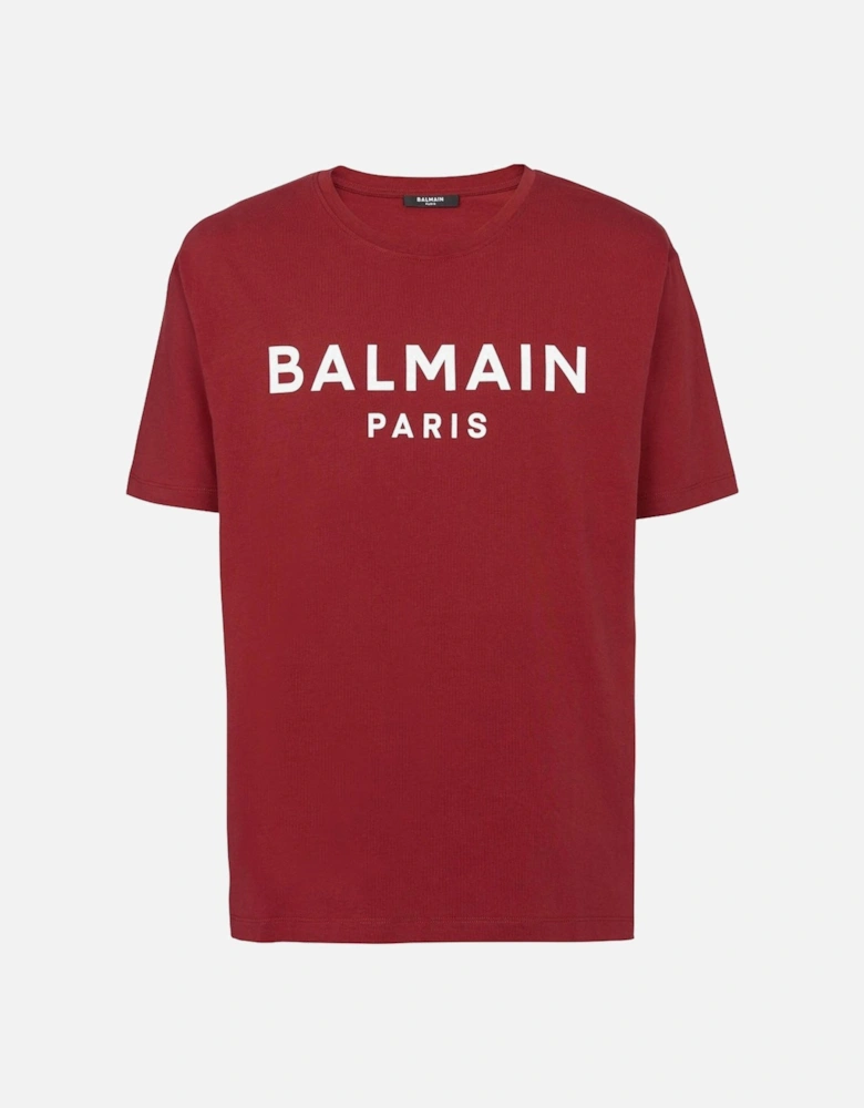 Logo Print T-Shirt in Claret Red