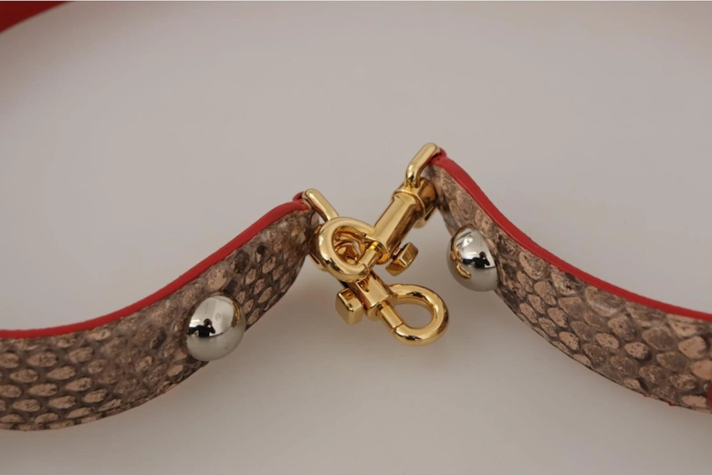 Brown Python Leather Crystals Shoulder Strap Women Accessories