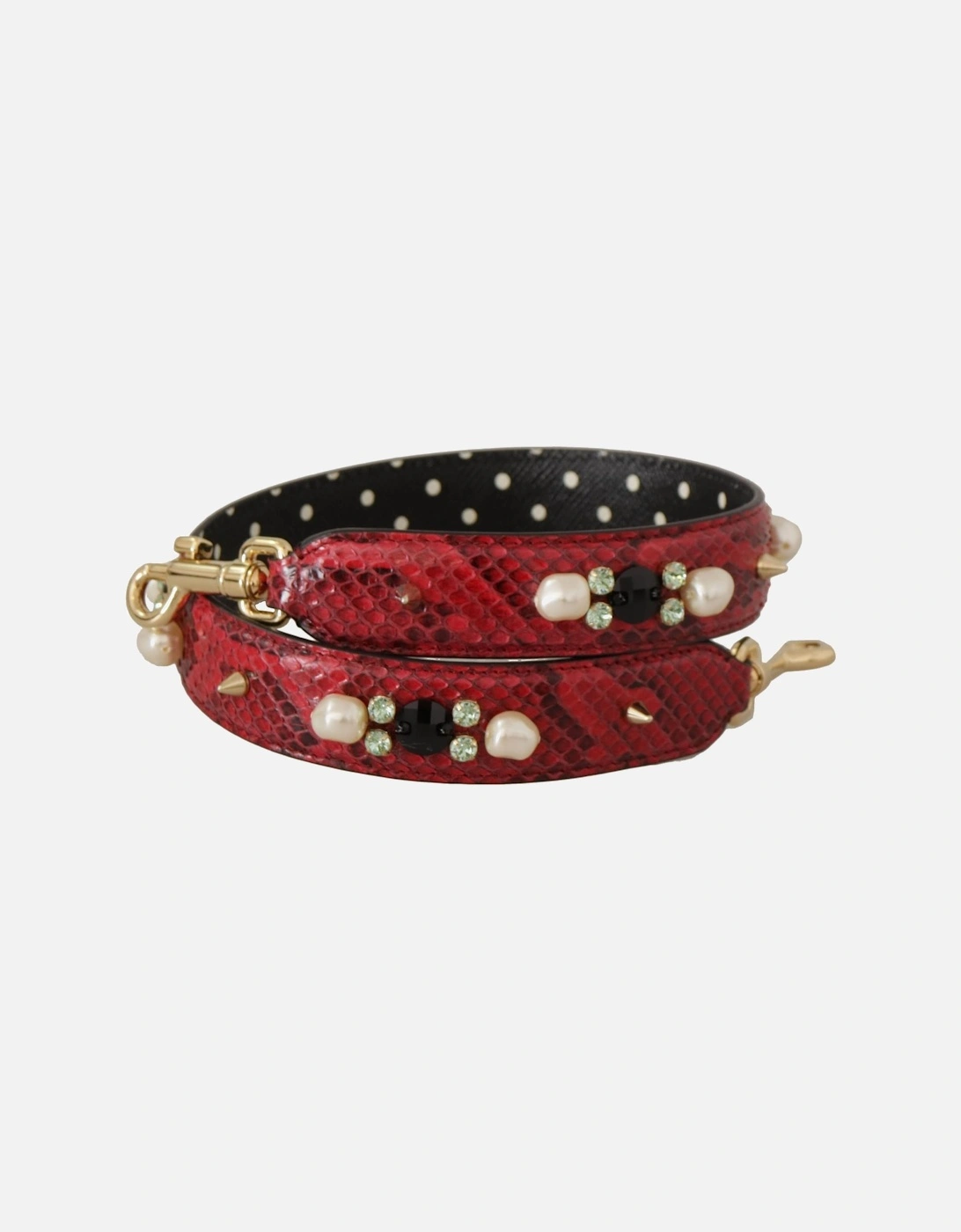 Leather Shoulder Bag Strap with Gold Clasp Detailing Women - Red