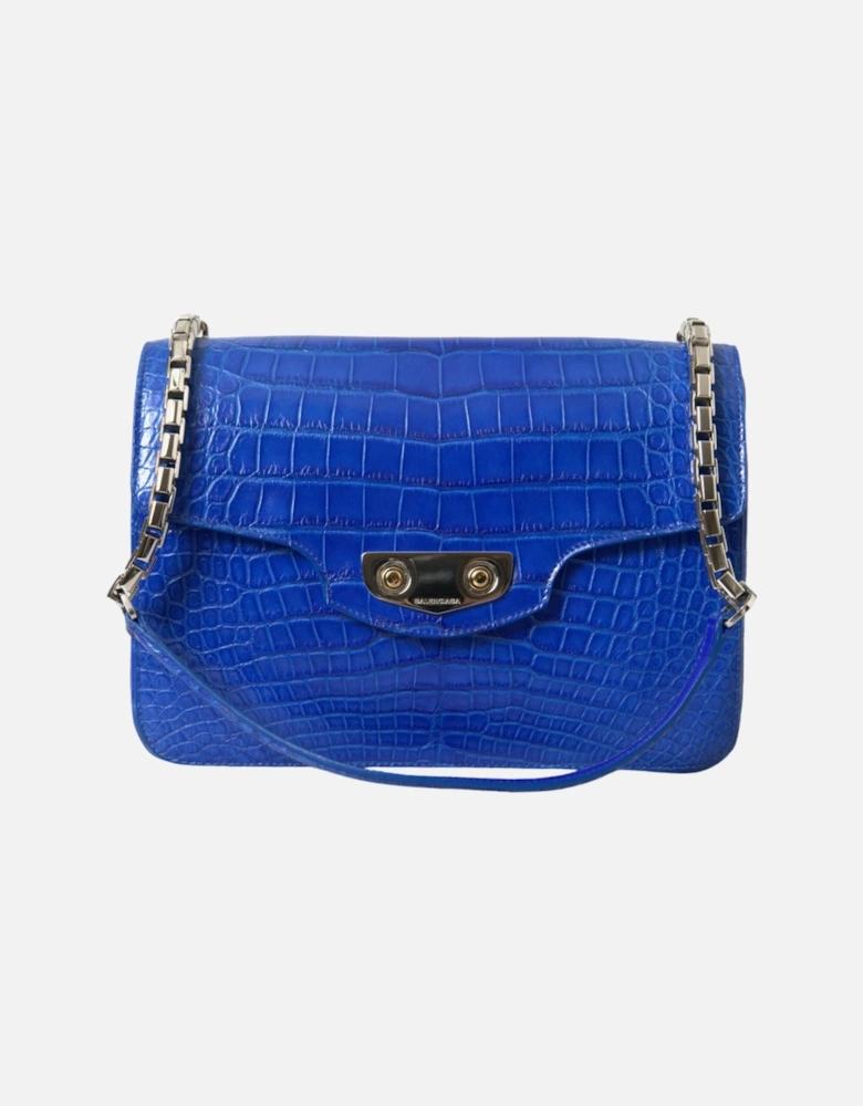 Chic Alligator Skin Chain Shoulder Bag Women - Blue