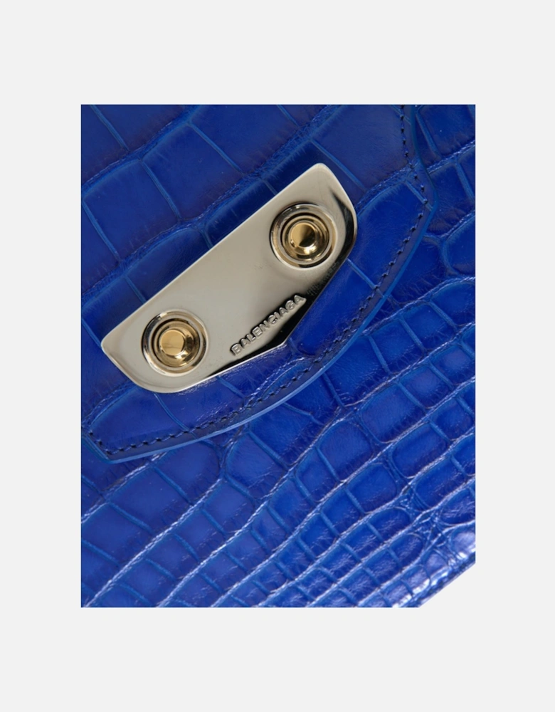 Chic Alligator Skin Chain Shoulder Bag Women - Blue