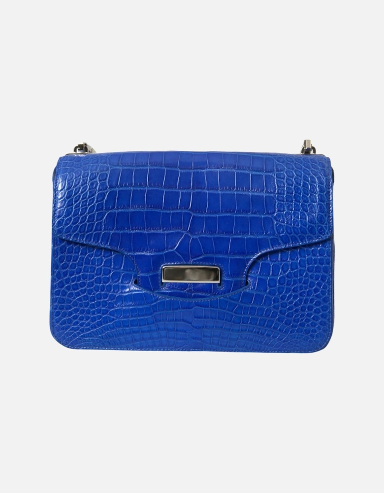 Chic Alligator Skin Chain Shoulder Bag Women - Blue