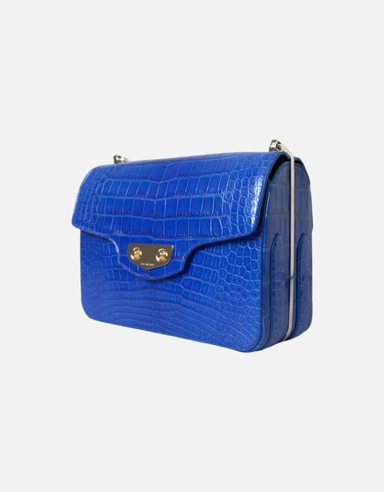 Chic Alligator Skin Chain Shoulder Bag Women - Blue