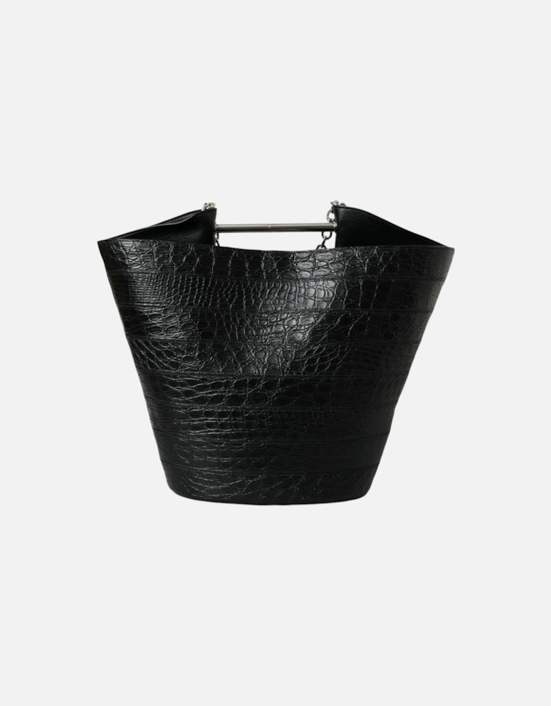 Elegant Black Crocodile Leather Maxi Bucket Bag Women Tote Bags