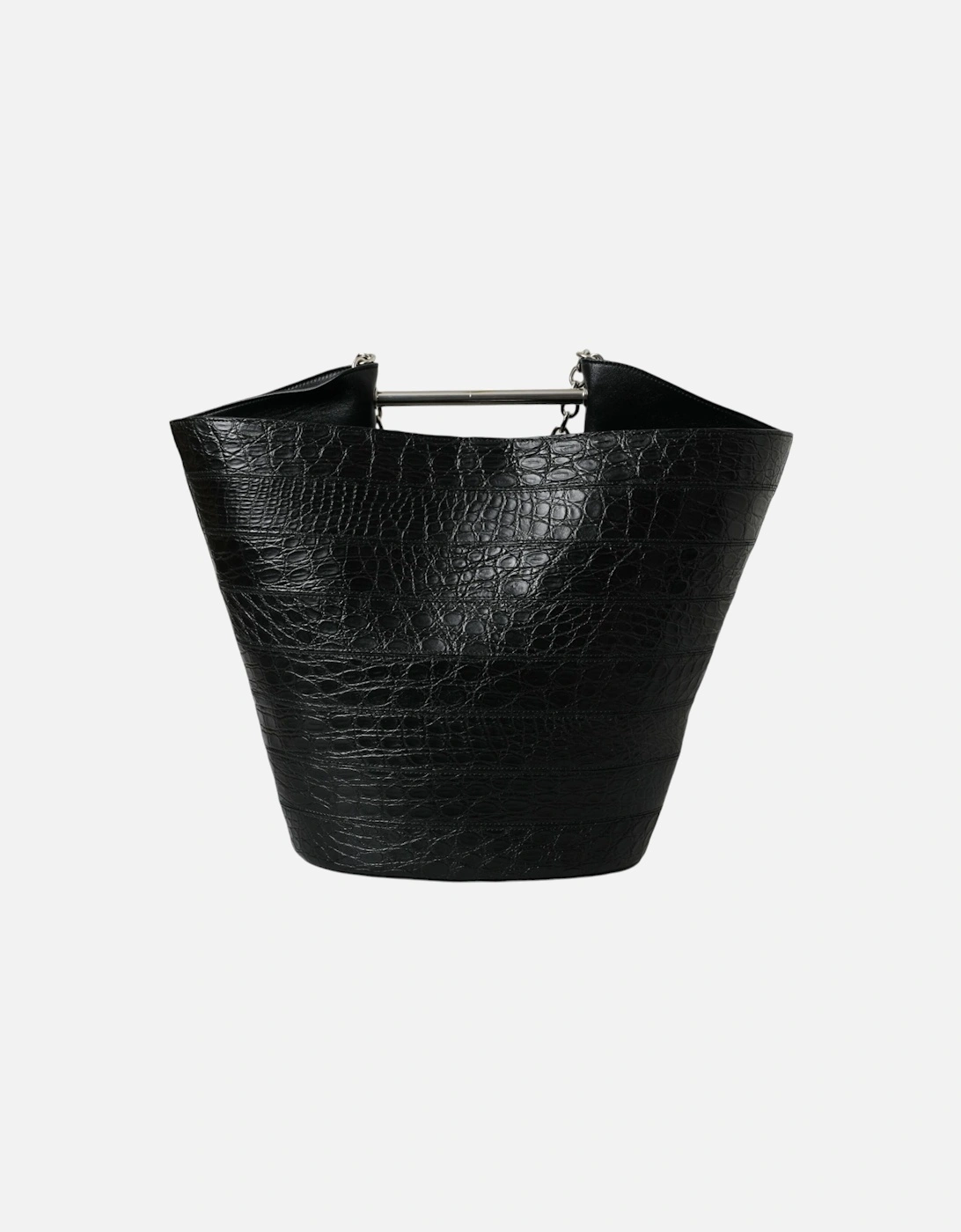 Elegant Black Crocodile Leather Maxi Bucket Bag Women Tote Bags