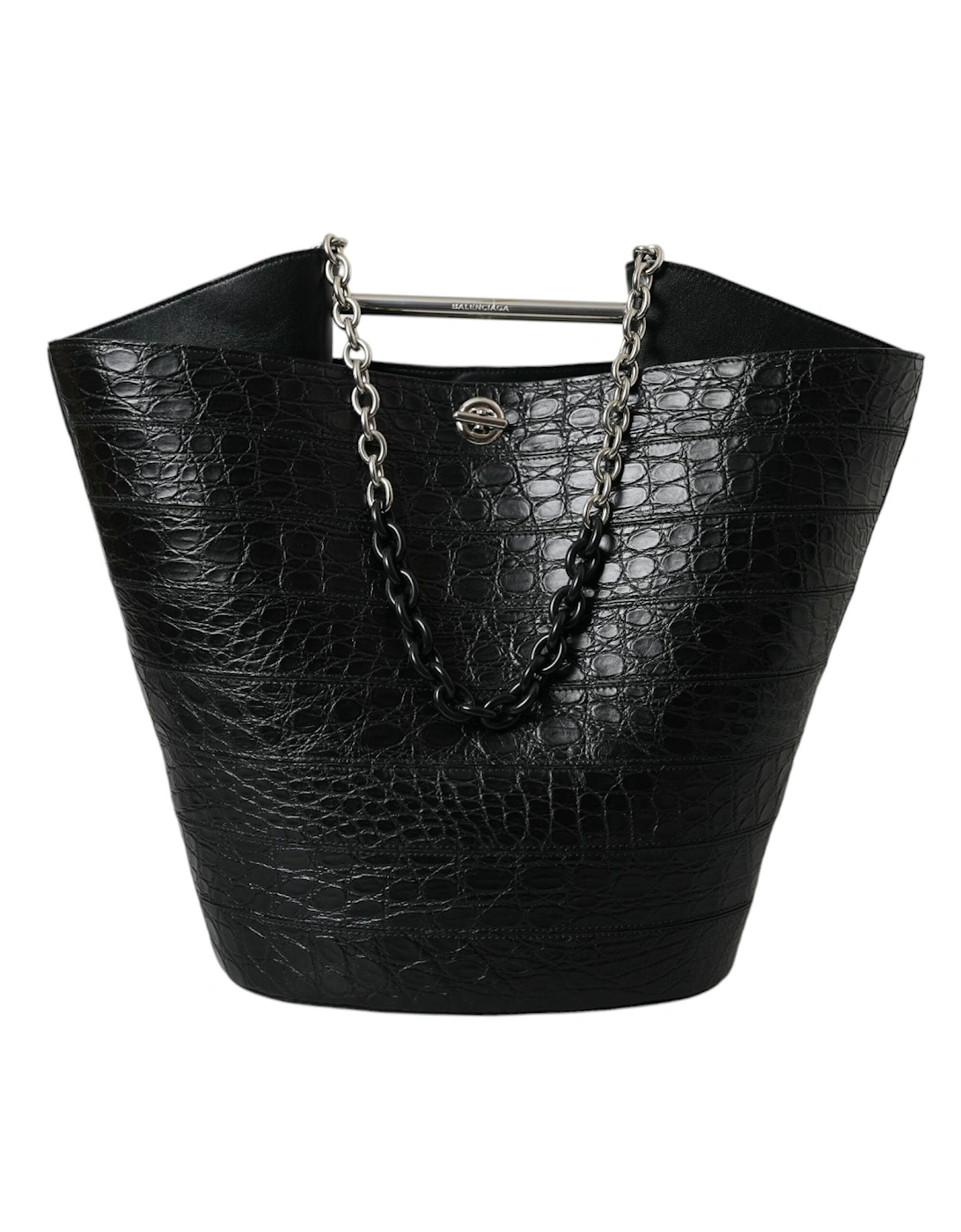 Elegant Black Crocodile Leather Maxi Bucket Bag Women Tote Bags, 7 of 6