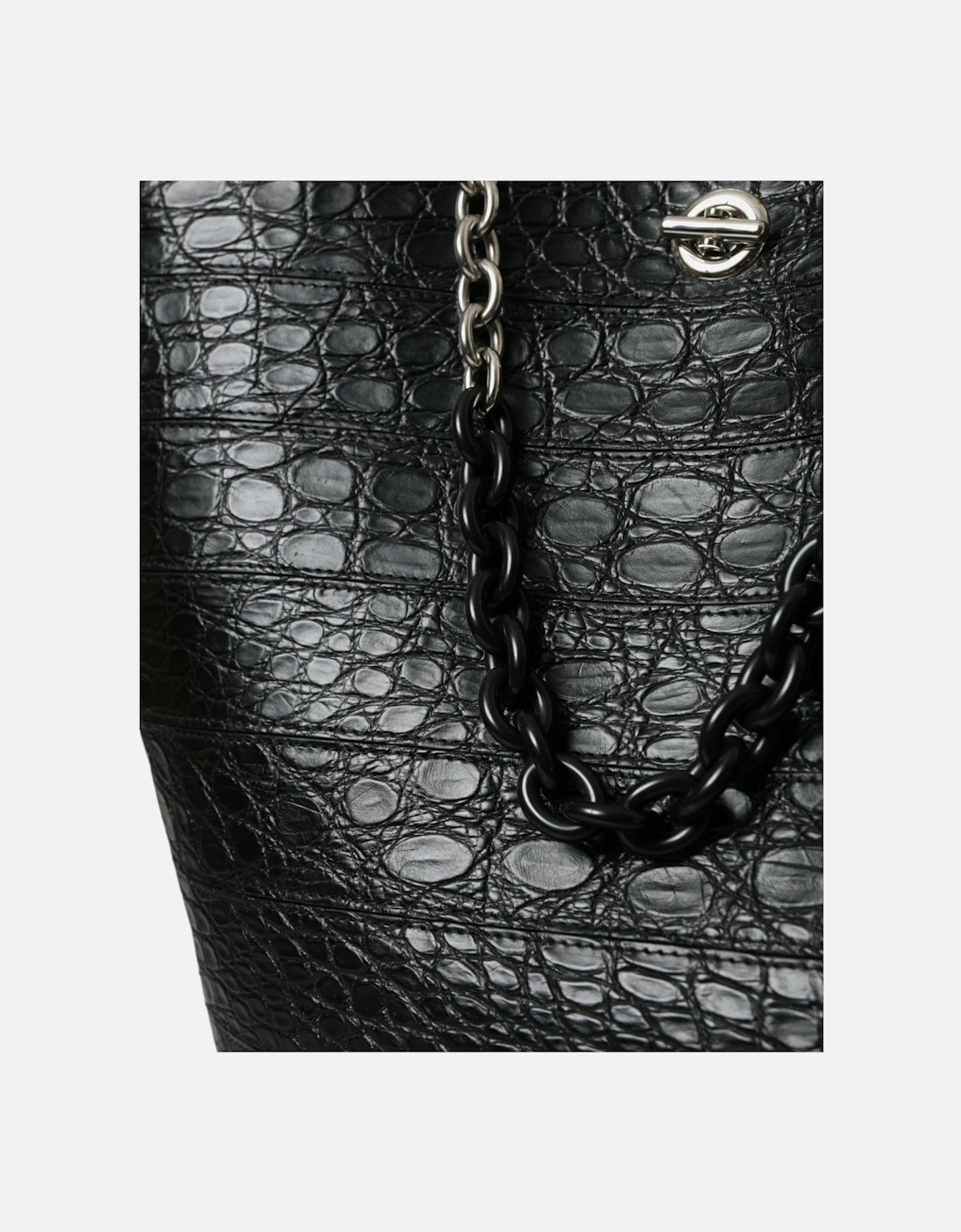 Elegant Black Crocodile Leather Maxi Bucket Bag Women Tote Bags