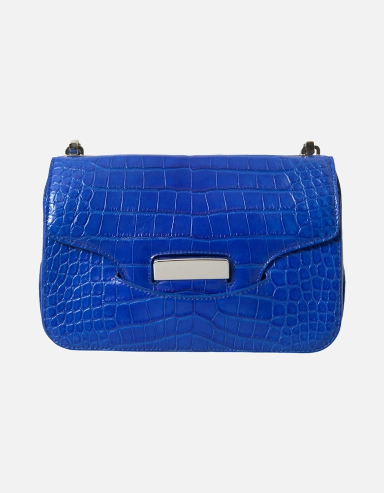 Alligator Skin Mini Shoulder Bag - Elegant Blue Women