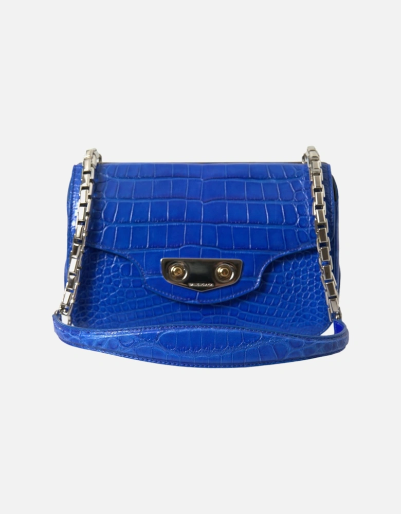 Alligator Skin Mini Shoulder Bag - Elegant Blue Women