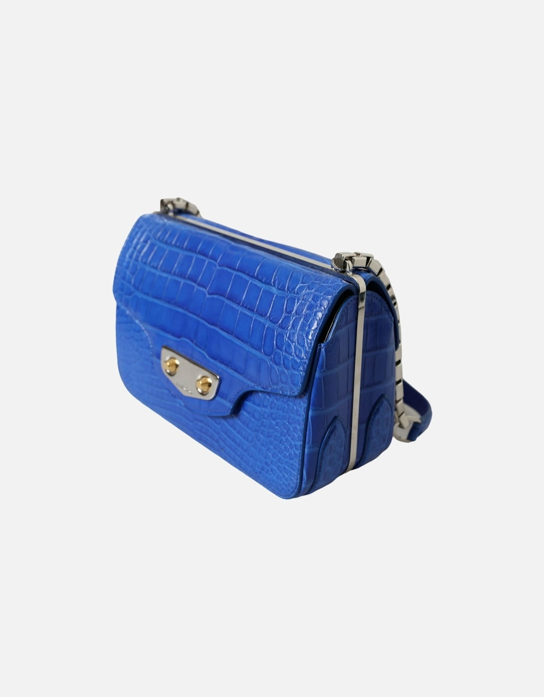 Alligator Skin Mini Shoulder Bag - Elegant Blue Women