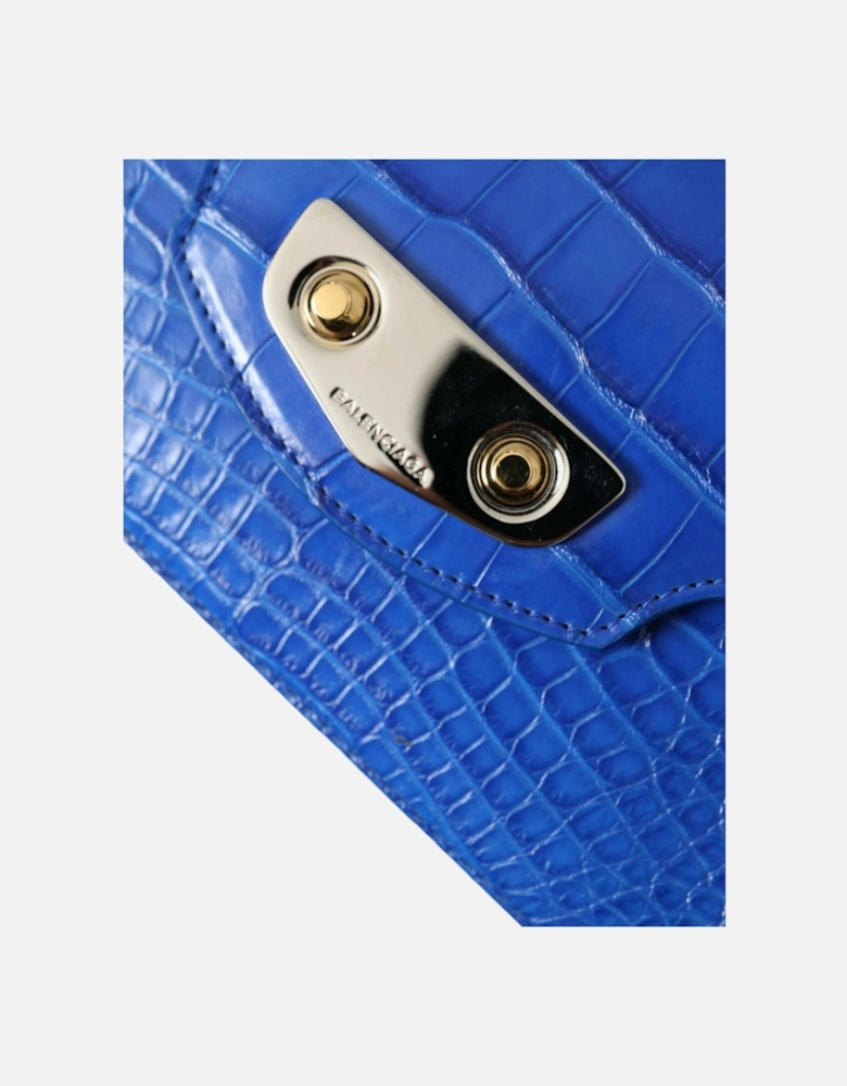 Alligator Skin Mini Shoulder Bag - Elegant Blue Women