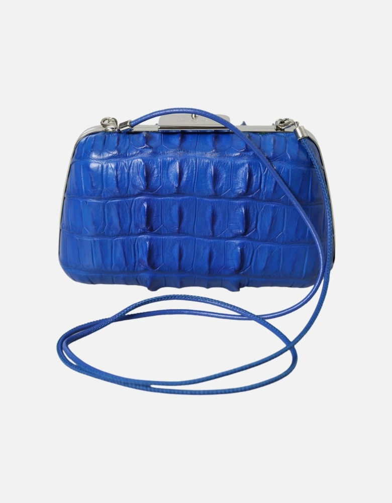 Electric Blue Crocodile Skin Clutch Women Crossbody Bags