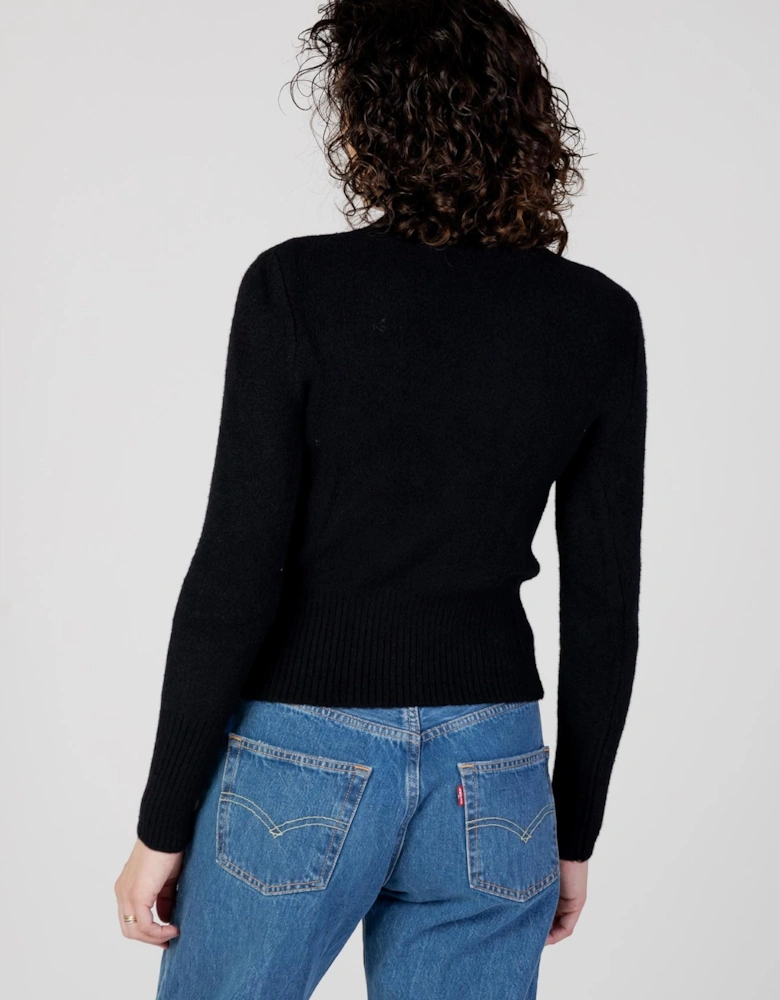 Mock Neck Long Sleeve Sweater Women - Black Knitwear