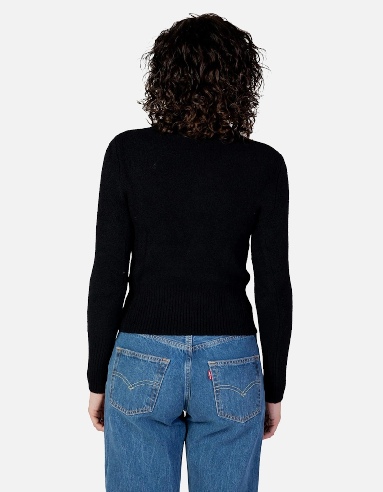 Mock Neck Long Sleeve Sweater Women - Black Knitwear