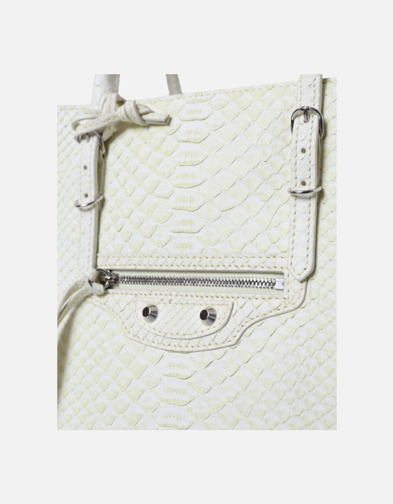 Chic Python Leather Tote in White & Yellow Women Tote Bags