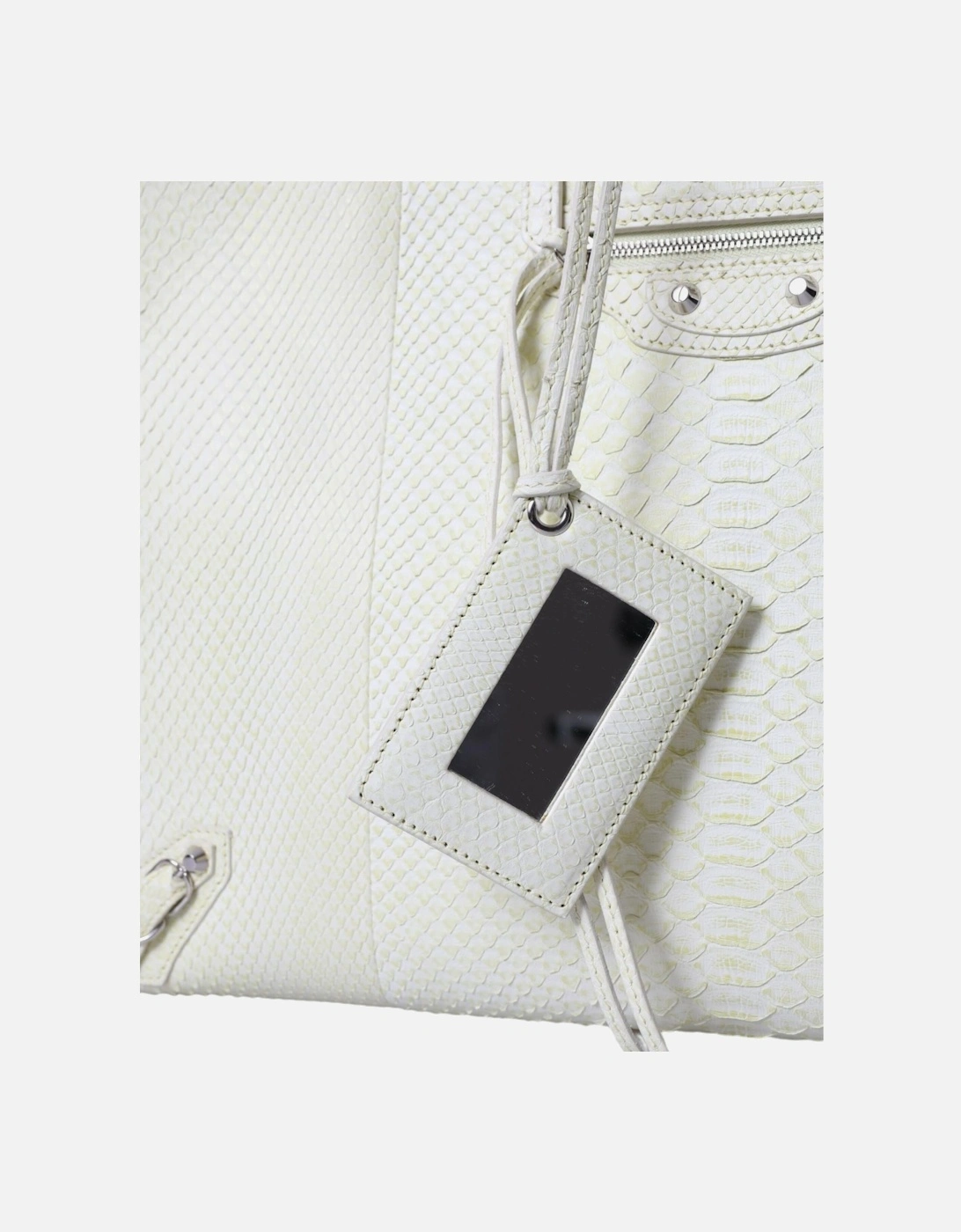 Chic Python Leather Tote in White & Yellow Women Tote Bags