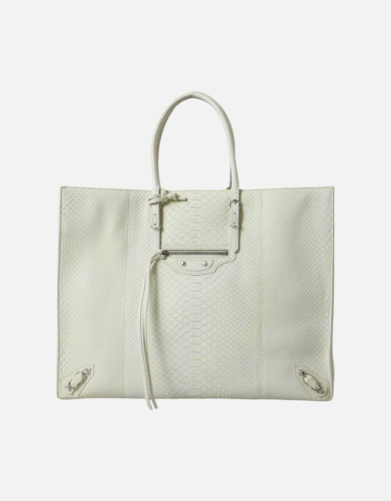 Chic Python Leather Tote in White & Yellow Women Tote Bags